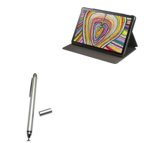 BoxWave Stylus Pen Compatible with LG Ultra Tab - DualTip Capacitive Stylus, Fiber Tip Disc Tip Capacitive Stylus Pen - Metallic Silver