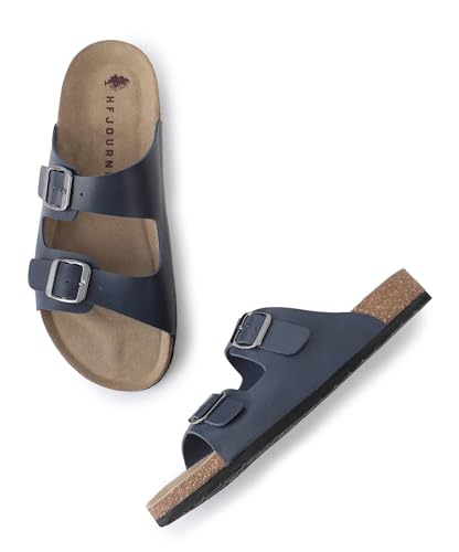 Image of HF JOURNEY Women's Cork Footbed Sandal,Slip On Entry,(Size 36-41) PU, Casual Lounging Slipper, EVA Sole, Flat Heel, Amelia 2.0
