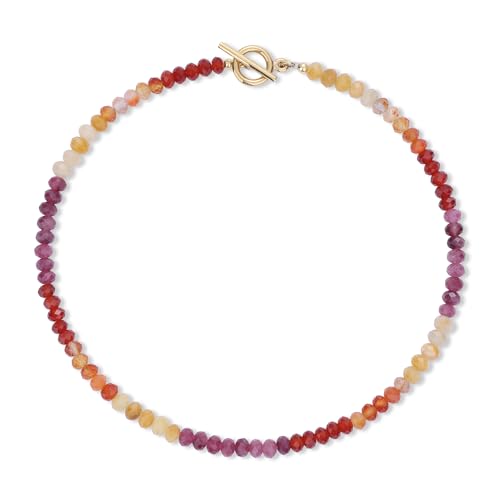 GAVU Collar para Mujer de Piedras Naturales, Collar de Cristales Multicolor para Mujer con Cierre OT de Acero Inoxidable Dorado