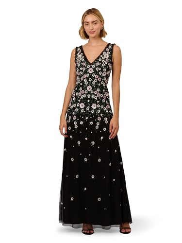 long mesh dress with v neck and beaded waistband Illusion Deep V-Neck Mesh Long Prom Dress main image 0