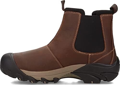 KEEN Men's Targhee 2 Pull On Mid Height Leather Chelsea Boot, Veg Brown/Black, 14 | Image 2