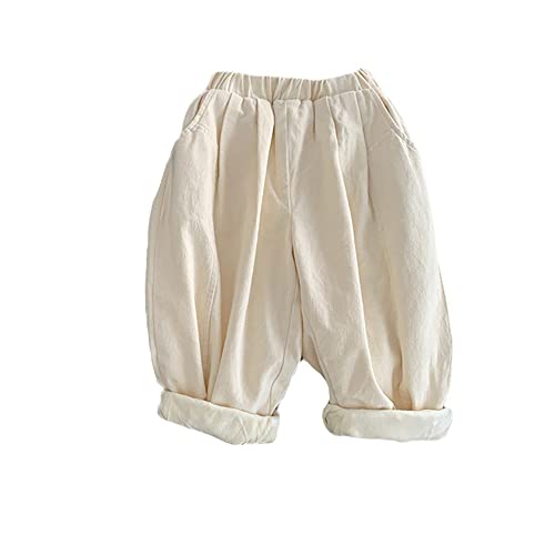 Winter Fleece Trousers for Boys and Girls Children's Solid Color Fleece Trousers and Thick Splicing Trousers