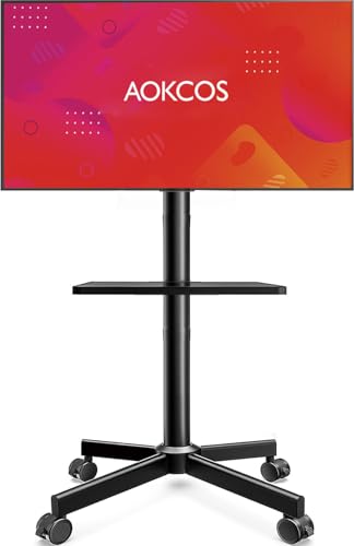 AOKCOS Rolling TV Stand - Mobile TV Stand on Wheels for
