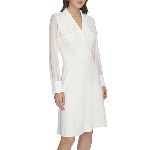 Calvin Klein Women's Scuba Crepe Long Sleeve Aline Dress3