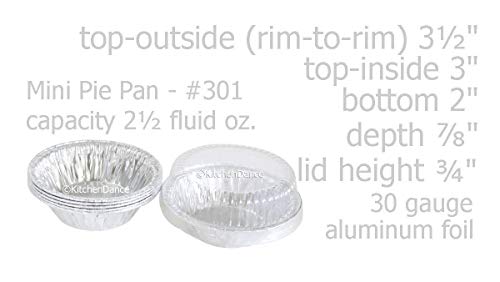 Kitchendance 3" Disposable Aluminum Tart Pans/Mini Pie Pans W/Lid Options #301- Pack Of 100 (With Lids) #TOP5
