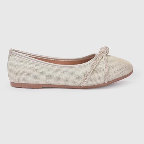 Image of toothless Kids Girls Belly Shoes | Shimmer Ballerinas with Rhinestone Detail | Comfortable Slip-On Ballet Flats, Festive Occasions & Weddings