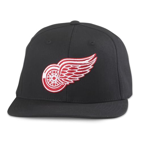 AMERICAN NEEDLE Unisex Detroit Red Wings Officially Licensed NHL Archive 400 Adjustable Snapback Baseball Hat (EM008A-DRW-BLK)
