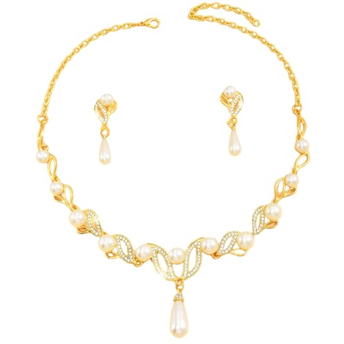 Pendientes de perlas ahuecadas para mujer con collares de fiesta para bodas y banquetes