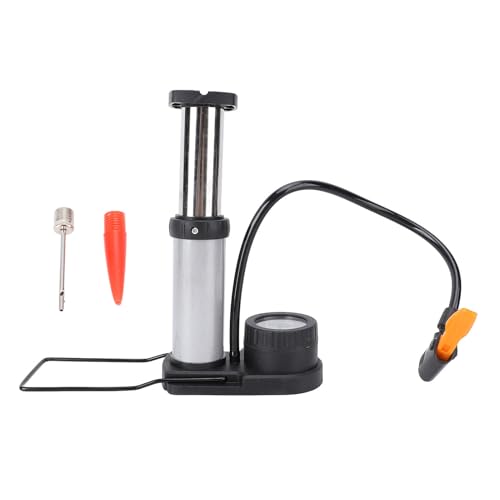 Bomba de pie de Bicicleta en Miniatura, inflador de neumáticos portátiles con Bomba de Piso de Bicicleta de Calibre para Motocicletas y automóviles eléctricos, Plata, Plata