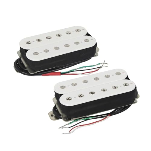 エレキギターピックアップ ネックとブリッジのギターピックアップハムバッカーパーツセット(White)