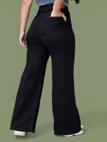 Image of Miss Chase A+ Women's Wide Leg High Rise Regular Length Stretchable Denim Jeans