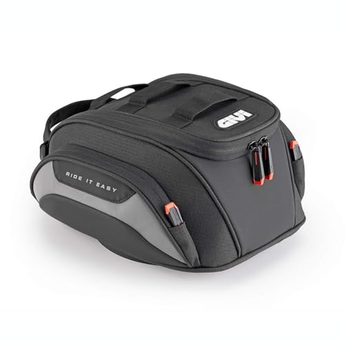 GIVI Tankrucksack Easy01 Tanklock 6L mit Regenabdeckung, M.O.L.L.E-System und Kabelanschluss - Schwarz