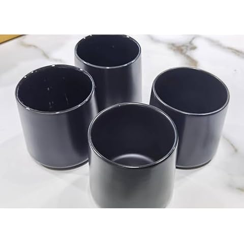 DHPO Ceramic Coffee Cups with Big Handle for Coffee, Milk, Tea, Latte, Americano, Cappuccino, Cereal for Christmas Gifts, Microwave & Dishwasher Safe, Black, Black(4 pack) Cover