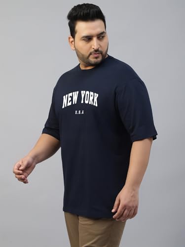 Image of Veirdo Men's Cotton Half Sleeve Plus Size Printed T-Shirts with NY & USA Designs, Stylish Comfortable & Durable Tees, Available in 2XL to 5XL Sizes