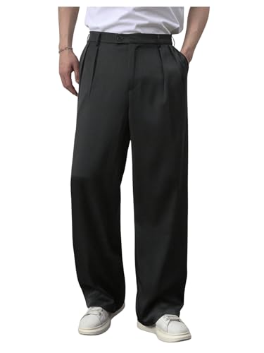 GORGLITTER Men's Wide Leg Dress Pants Black Small