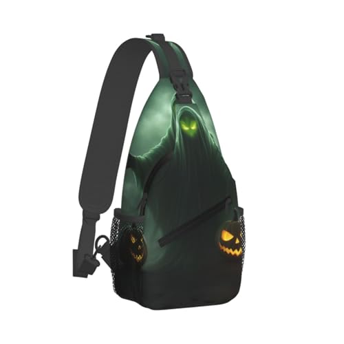 Green Ghost Horror Halloween Pumpkin Stylish Men'S Messenger Bag - Durable Polyester, Huge Capacity & Adjustable Strap2
