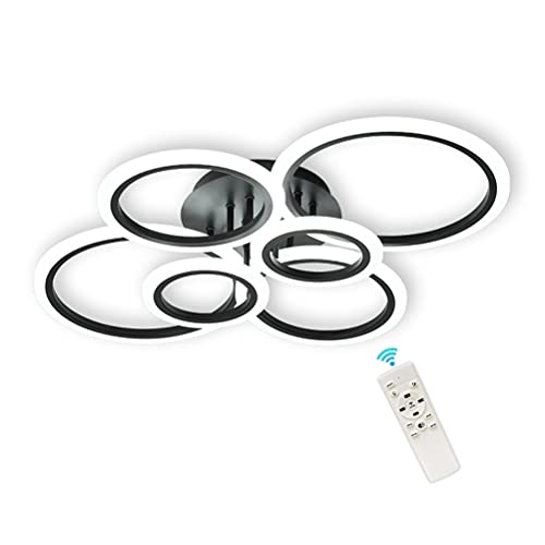 Plafonnier LED suspendu 8 anneaux en acrylique haut de gamme au design créatif noir