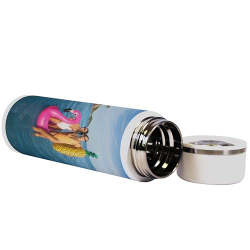 Personalisierte Thermosflasche von Dottie Bottle - Trinkflasche 'Lotty' mit eigenem Motiv bedrucken - Weiße, auslaufsichere Trinkflasche aus Edelstahl