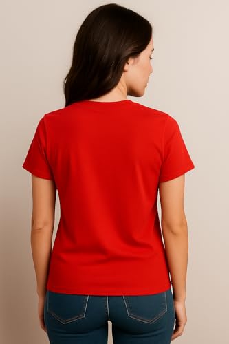 Image of Women's Solid Round Neck Half Sleeves Polyester T-Shirts, Moisture Wicking t-Shirt (Pack of 1)