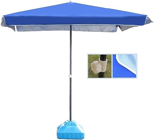 Parasol rectangulaire 200x200cm bleu avec mât renforcé pour patio et cour