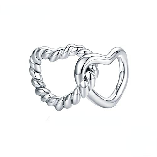 Abalorio de corazones de Plata de Ley 925 auténtica para joyeria de mujer