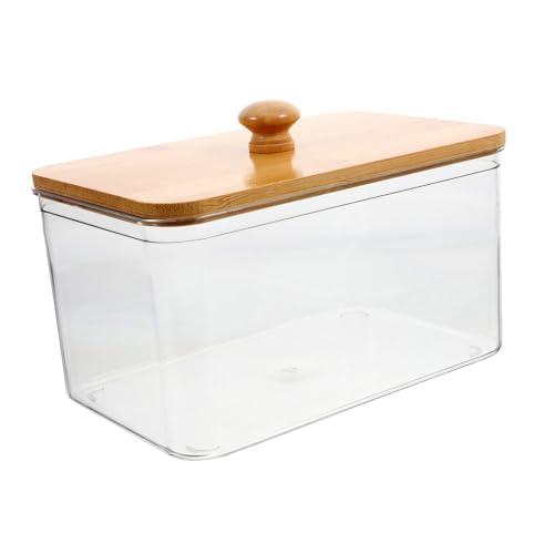 iplusmile Transparente Trocknertücherbox mit Bambusdeckel Luftdichter Laundry Pod Halter Vielseitiger Wäschesortierer für Waschraum Aufbewahrungsbox für Duftperlen und Wäschezubehör