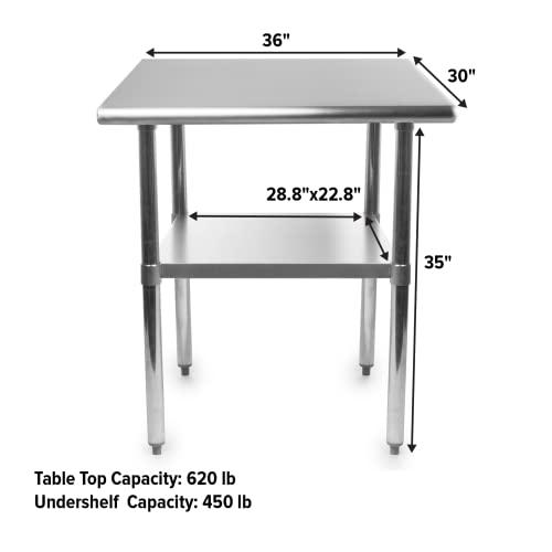 Express Kitchquip Nsf Certified Heavy Duty Stainless Steel Prep Table For Home & Commercial Use With Galvanized Shelf, Legs, & Optional Wheels #TOP1