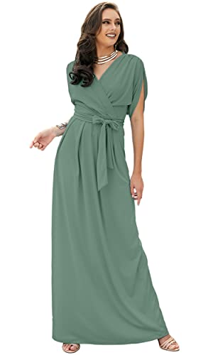 Image of KOH KOH Womens Long Pleated Flowy Modest Evening Wedding Guest Maxi Dress