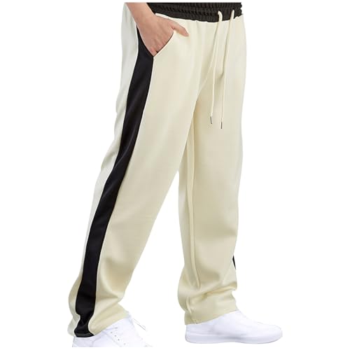 Men's Fashion Color Block Sweatpants Casual Straight Leg Athletic Pants Lightweight Workout Running Baggy Pants
