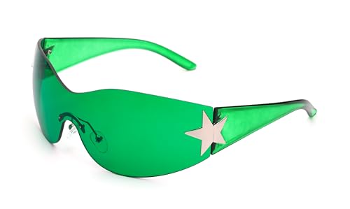 Rimless Y2K Sunglasses for Women Men Wrap Around Fashion Sunglasses Oversized Frameless Trendy Sun Glasses