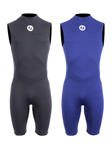 Two Bare Feet Mens Thunderclap 2.5mm Sleeveless Summer Shorty Neoprene Wetsuit for Swimming, Surfing and Watersports (Medium, Black)