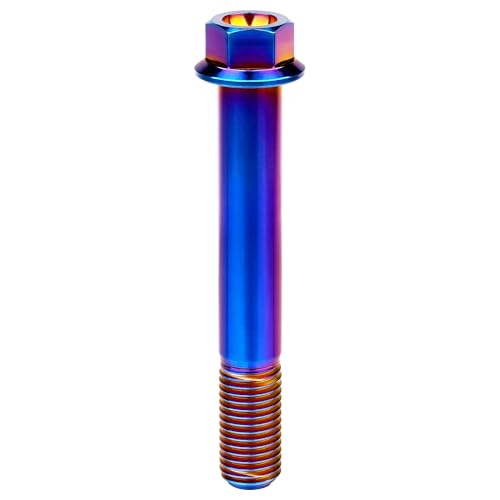 Image of Titanium Bolt M12 30 35 40 45 50 55 60 65 70 75 80 85 90mm Hex Small Flange Head for Motorcycle Car Modification Pack of 4 (M12x80mm Pitch 1.25, Burnt Blue)
