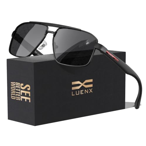 Image of Luenx Aviator Polarized Sunglasses for Men: Square UV400 Driving