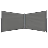 Outsunny 6 x 2m Retractable Sun Side Awning Screen Fence Patio Garden Wall Balcony Screening Panel Outdoor Blind Privacy Divider – Grey - Image 1