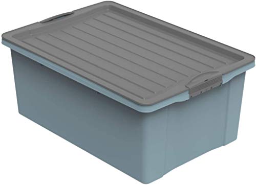 Rotho Compact Aufbewahrungsbox 38l mit Deckel, Kunststoff, blau