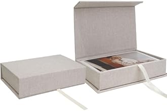 Vienrose Linen 5" x 7" Photo Cases and Postcard Keeper Storage Container Box 1Pcs for Photo, Postcard, Decorative Paper, Beige