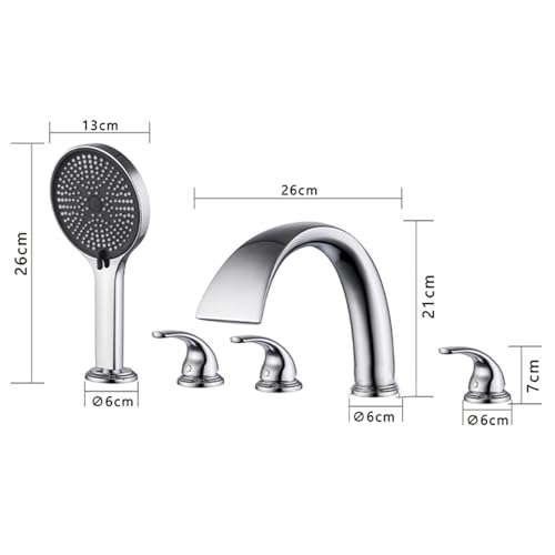 Robinet de bain 5 trous mitigeur cascade eau chaude et froide