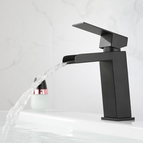 Mitigeur de type ouvert cascade pour lavabo de salle de bain avec commande mono-levier noir