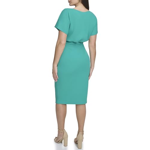 Image of Kensie Womens Short Sleeve Tie Waist Midi Dress