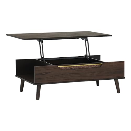Image of Royaloak Miami American Lift Top Coffee Table | Solid Wood with Veneer Top | Lift Top Coffee Table | Ample Storage | Multiple Utilities | Durable & Long Lasting | Tapered Legs