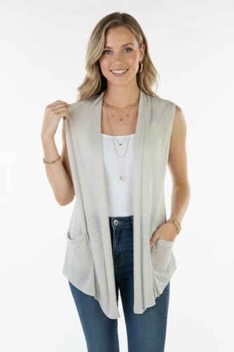 Image of ToBeInStyle Womens Open Front Casual Shrug Lightweight Layering Cardigan Sleeveless or Short Sleeve