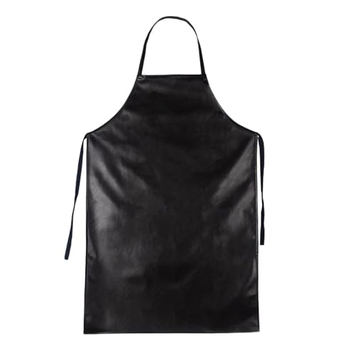 Xelmorant Artificial Leather Apron, Waterproof & Adjustable Heavy Duty Apron for BBQ, Chef, Butcher, Barber, Cleaning, Dog Grooming (Black)