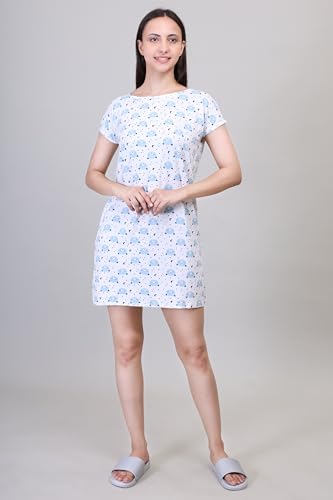 Image of CAMEY Printed Knee Length Nighty|Loungewear|Nightwear|Sleepwear|Home Wear Short Nighty for Women