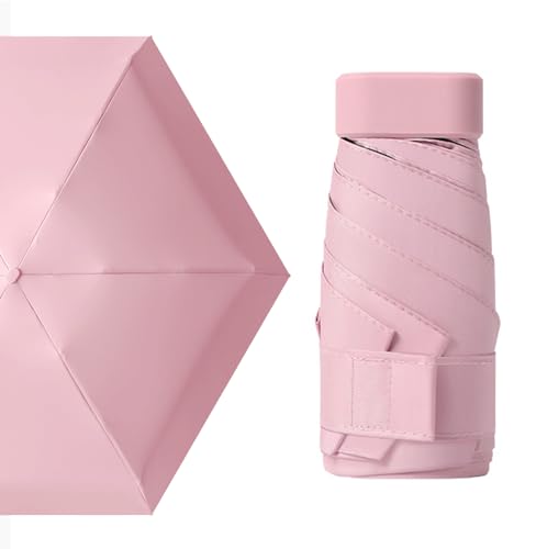 MUNSKT Mini Travel Umbrella - Folding Sun & Rain Umbrella, Windproof, Lightweight, Compact, Anti-UV (Pink)