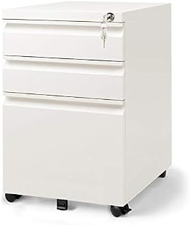DEVAISE 3 Drawer Mobile File Cabinet with Lock, Fully Assembled Except Casters, Letter