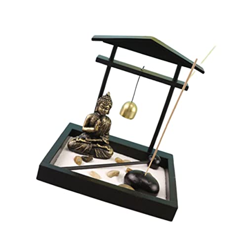 ERINGOGO Desk Sand Garden Decor Mini Zen Garden Buddha Statue Table Decoration for Home Office