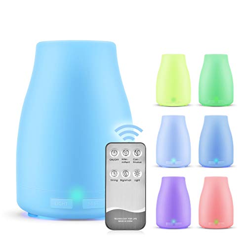 Zoeson Diffuseur d'aromathérapie, diffuseur d'arôme avec 7 couleurs LED, sans BPA pour huiles essentielles, humidificateur à ultrasons pour chambre à coucher (300 ml)