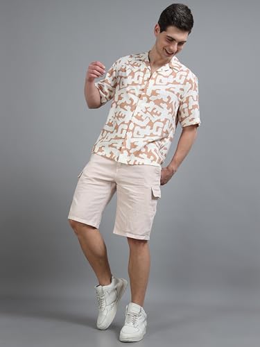 Image of StitchX Men's Half Sleeve Camo Printed Linen Look Shirt