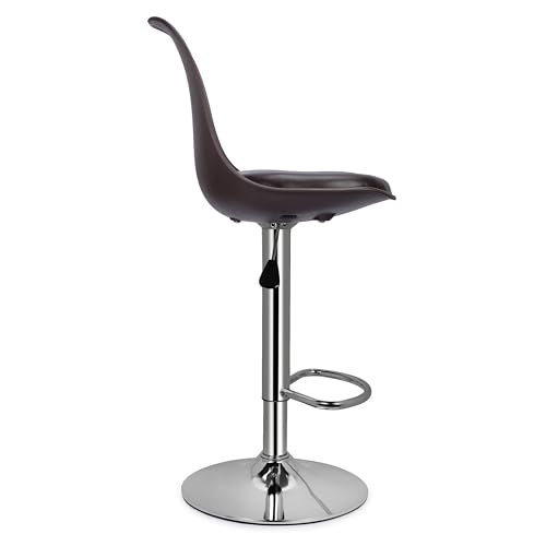 Image of DPI Modern Height Adjustable and 360 Degree Revolving Bar Stool | Kitchen Chair Suitable for Kitchen Cafeteria Dining Office Shops | (2, Brown)