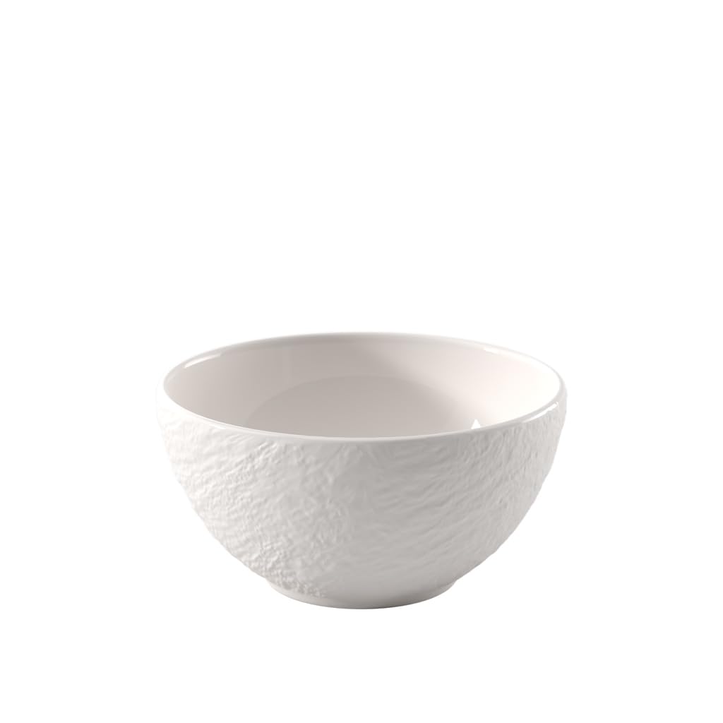 Villeroy & Boch – Manufacture Ice Cereal Bowl, Approx. 14 × 14 × 7 cm, White with a matt-Gloss ice Look, Dishwasher-Safe and Microwave-Safe, Bowl for Cereal and Bowl Meals, Premium Porcelain